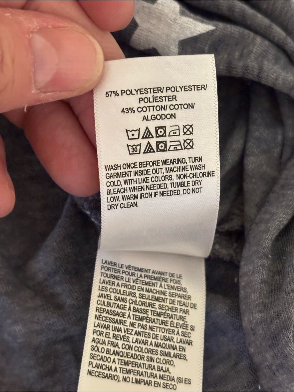 Lucky Brand Gray White Star Print Front Twist Tee Top Medium M - Picture 4 of 9